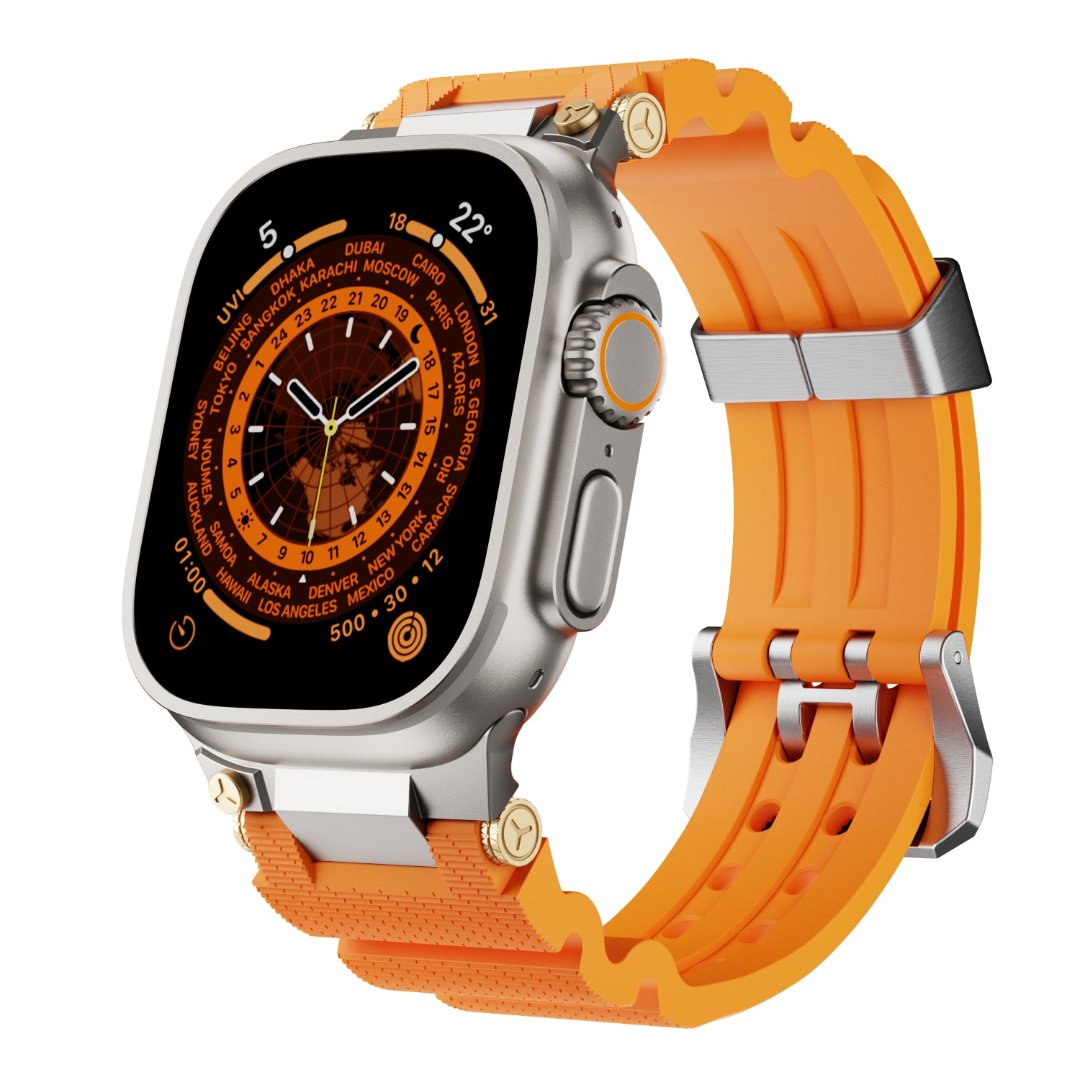 #Color_Silver Buckle-Orange Band